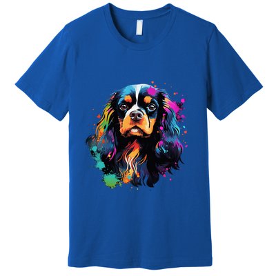 Cute Painted Cavalier King Charles Spaniel Premium T-Shirt
