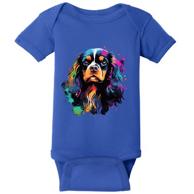 Cute Painted Cavalier King Charles Spaniel Baby Bodysuit