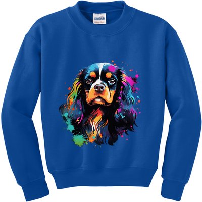 Cute Painted Cavalier King Charles Spaniel Kids Sweatshirt