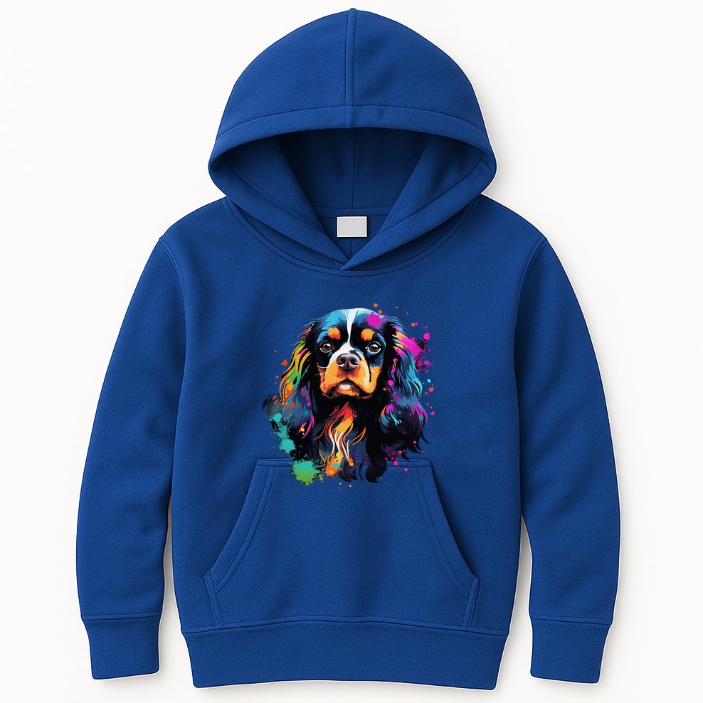 Cute Painted Cavalier King Charles Spaniel Kids Hoodie