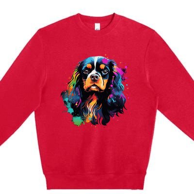 Cute Painted Cavalier King Charles Spaniel Premium Crewneck Sweatshirt