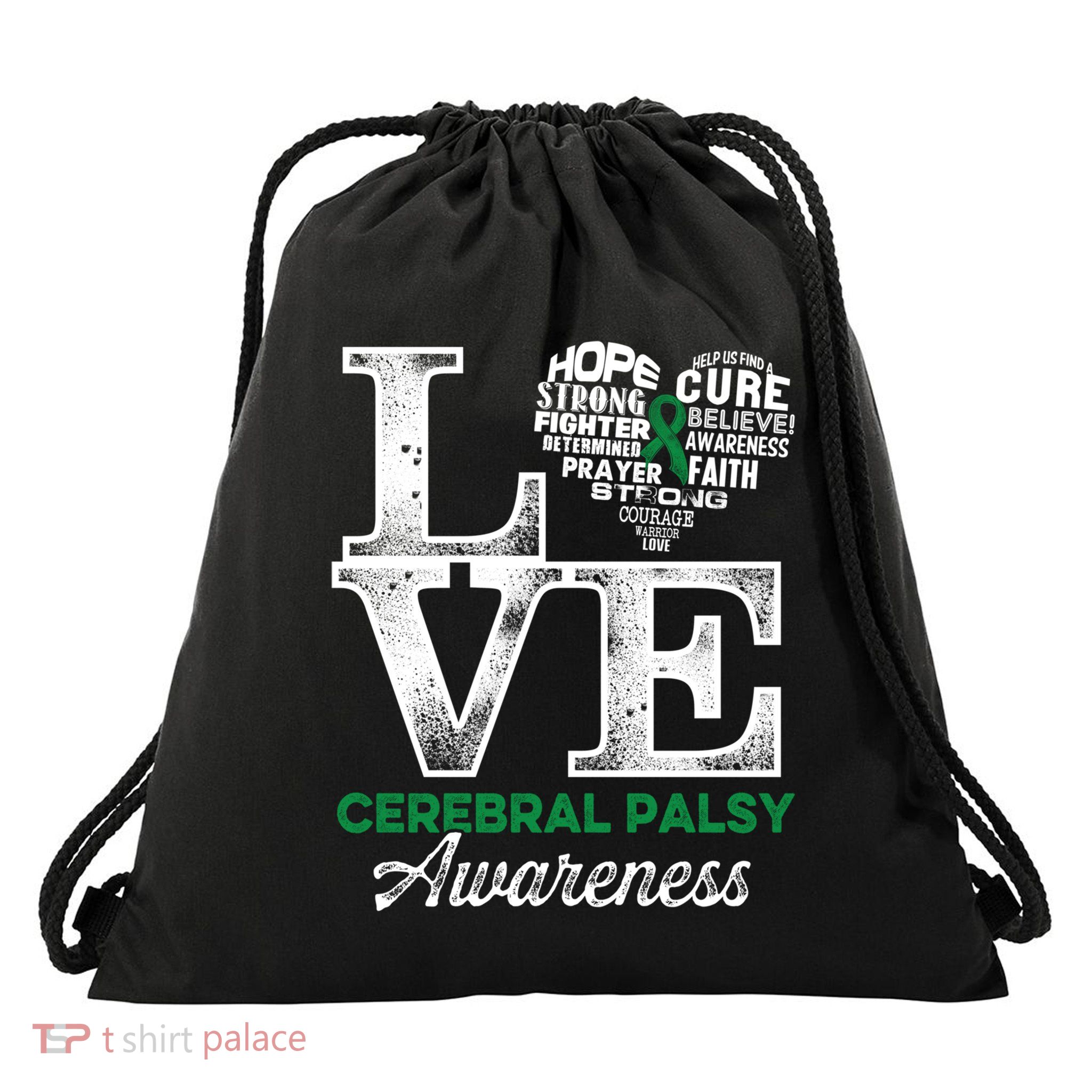 Cerebral Palsy Cp Awareness Love Warrior Survivor Meaningful Gift Drawstring Bag