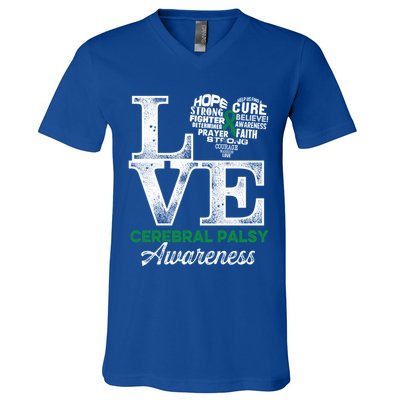 Cerebral Palsy Cp Awareness Love Warrior Survivor Meaningful Gift V-Neck T-Shirt
