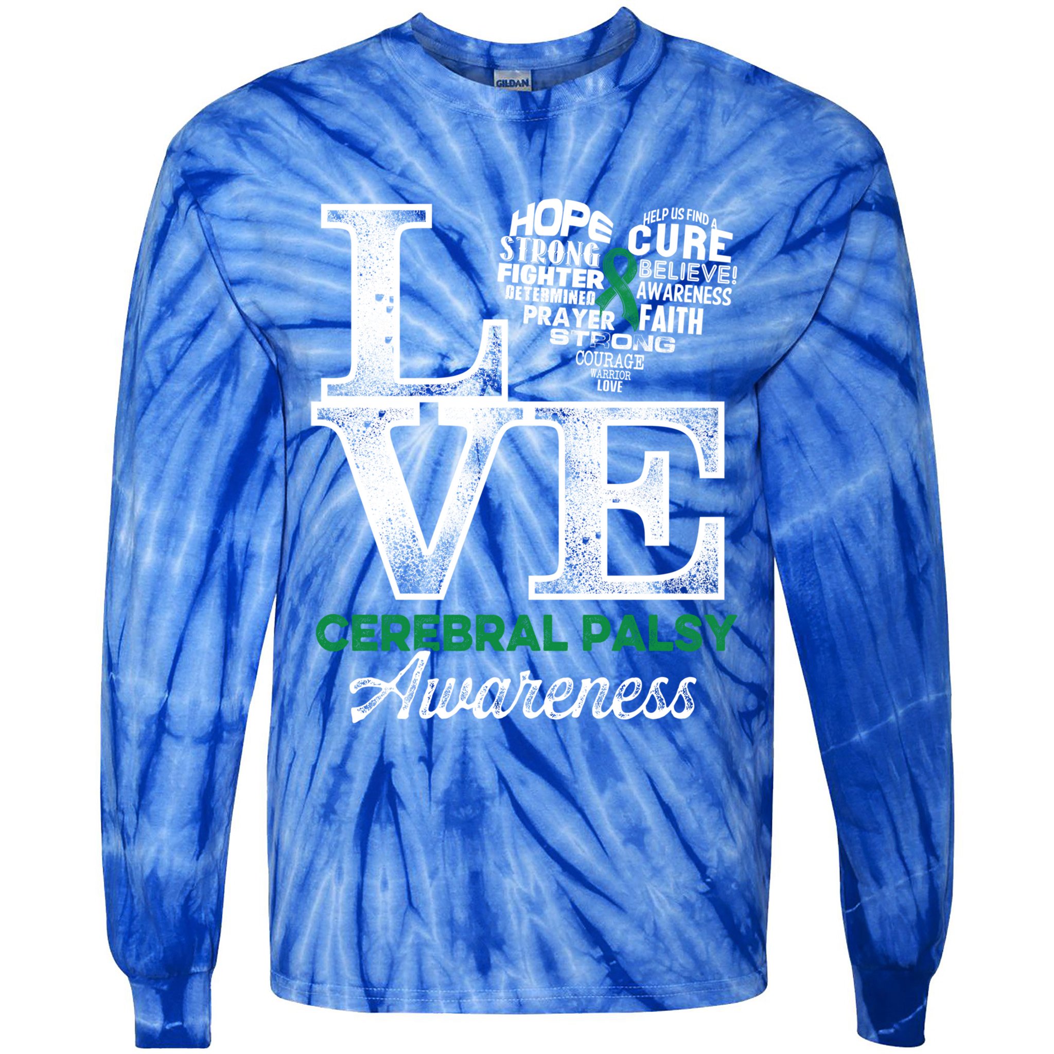 Cerebral Palsy Cp Awareness Love Warrior Survivor Meaningful Gift Tie-Dye Long Sleeve Shirt
