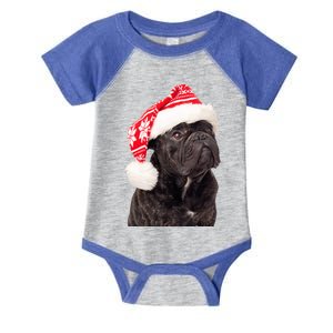 Cute Pug Christmas Santa Hat Funny Dog Fun Christmas Pug Gift Infant Baby Jersey Bodysuit