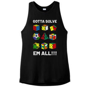 Competitive Puzzle Cube Gotta Solve Em All Speed Cubing Ladies PosiCharge Tri-Blend Wicking Tank