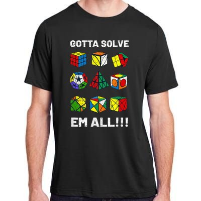 Competitive Puzzle Cube Gotta Solve Em All Speed Cubing Adult ChromaSoft Performance T-Shirt