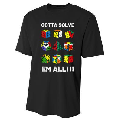 Competitive Puzzle Cube Gotta Solve Em All Speed Cubing Performance Sprint T-Shirt