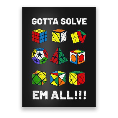 Competitive Puzzle Cube Gotta Solve Em All Speed Cubing Poster