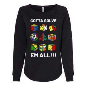 Competitive Puzzle Cube Gotta Solve Em All Speed Cubing Womens California Wash Sweatshirt