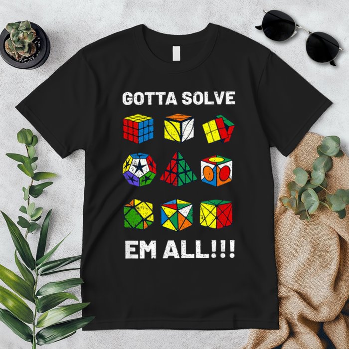 Competitive Puzzle Cube Gotta Solve Em All Speed Cubing Premium T-Shirt