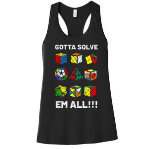 Competitive Puzzle Cube Gotta Solve Em All Speed Cubing Women's Racerback Tank