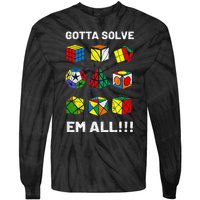 Competitive Puzzle Cube Gotta Solve Em All Speed Cubing Tie-Dye Long Sleeve Shirt