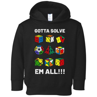 Competitive Puzzle Cube Gotta Solve Em All Speed Cubing Toddler Hoodie