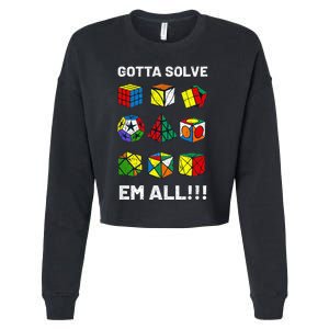 Competitive Puzzle Cube Gotta Solve Em All Speed Cubing Cropped Pullover Crew