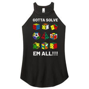 Competitive Puzzle Cube Gotta Solve Em All Speed Cubing Women’s Perfect Tri Rocker Tank