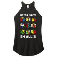 Competitive Puzzle Cube Gotta Solve Em All Speed Cubing Women's Perfect Tri Rocker Tank