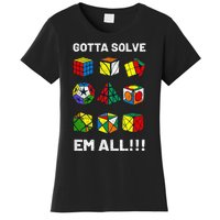 Competitive Puzzle Cube Gotta Solve Em All Speed Cubing Women's T-Shirt