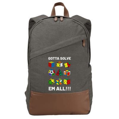 Competitive Puzzle Cube Gotta Solve Em All Speed Cubing Cotton Canvas Backpack
