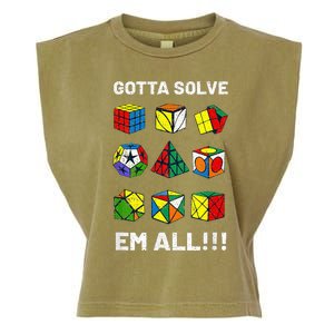 Competitive Puzzle Cube Gotta Solve Em All Speed Cubing Garment-Dyed Women's Muscle Tee