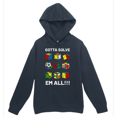 Competitive Puzzle Cube Gotta Solve Em All Speed Cubing Urban Pullover Hoodie