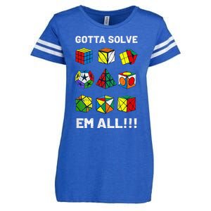 Competitive Puzzle Cube Gotta Solve Em All Speed Cubing Enza Ladies Jersey Football T-Shirt