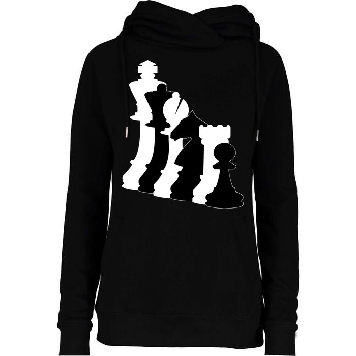 Chess Pieces, Chess Lover, Titled Chess Player, Chess Master Womens Funnel Neck Pullover Hood