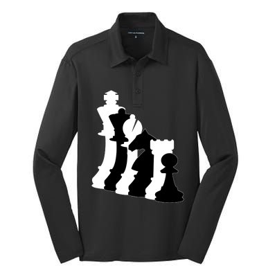 Chess Pieces, Chess Lover, Titled Chess Player, Chess Master Silk Touch Performance Long Sleeve Polo