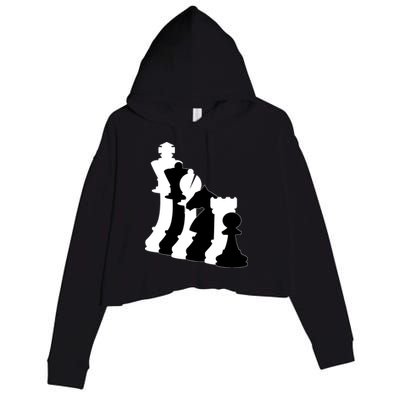 Chess Pieces, Chess Lover, Titled Chess Player, Chess Master Crop Fleece Hoodie