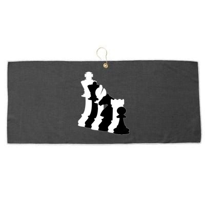Chess Pieces, Chess Lover, Titled Chess Player, Chess Master Large Microfiber Waffle Golf Towel