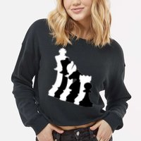 Chess Pieces, Chess Lover, Titled Chess Player, Chess Master Cropped Pullover Crew