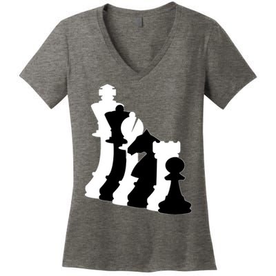 Chess Pieces, Chess Lover, Titled Chess Player, Chess Master Women's V-Neck T-Shirt