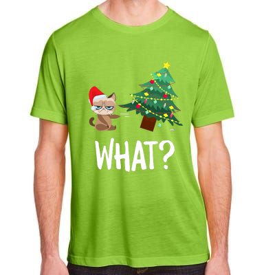 Cat Pushing Christmas Tree Over Funny What Cat Christmas Adult ChromaSoft Performance T-Shirt