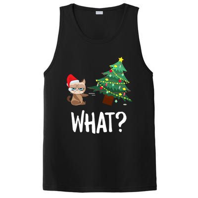 Cat Pushing Christmas Tree Over Funny What Cat Christmas PosiCharge Competitor Tank