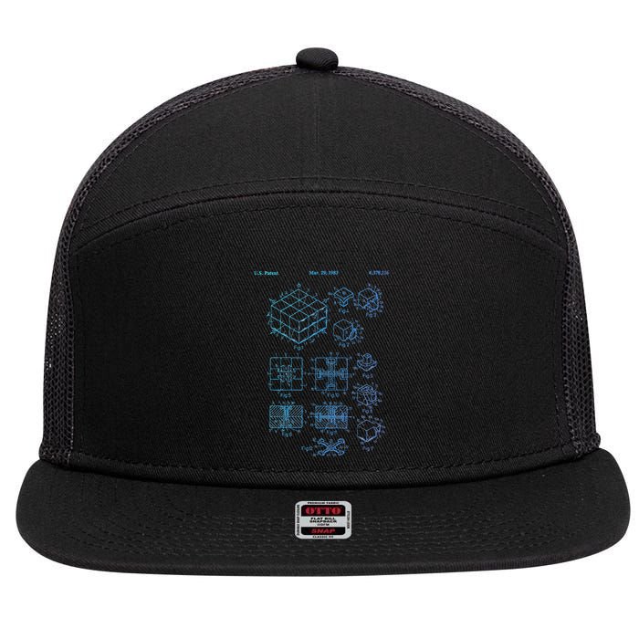 Competitive Puzzle Cube Rubik Patent Speed Cubing Retro Math 7 Panel Mesh Trucker Snapback Hat