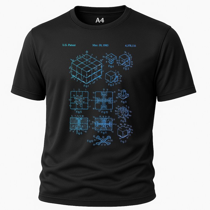 Competitive Puzzle Cube Rubik Patent Speed Cubing Retro Math Cooling Performance Crew T-Shirt