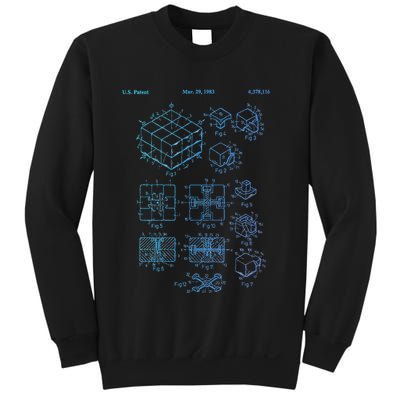 Competitive Puzzle Cube Rubik Patent Speed Cubing Retro Math Sweatshirt