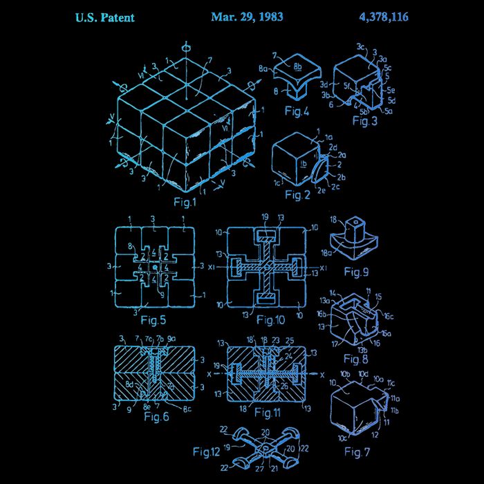Competitive Puzzle Cube Rubik Patent Speed Cubing Retro Math Button