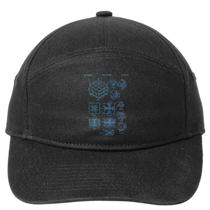 Competitive Puzzle Cube Rubik Patent Speed Cubing Retro Math 7-Panel Snapback Hat
