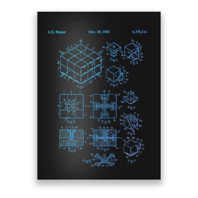 Competitive Puzzle Cube Rubik Patent Speed Cubing Retro Math Poster