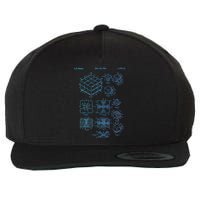 Competitive Puzzle Cube Rubik Patent Speed Cubing Retro Math Wool Snapback Cap