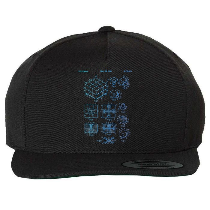 Competitive Puzzle Cube Rubik Patent Speed Cubing Retro Math Wool Snapback Cap