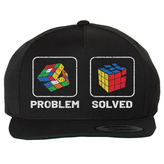 Competitive Puzzle Cube Problem Solved Speed Cubing Wool Snapback Cap