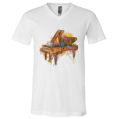 Colorful Piano V-Neck T-Shirt