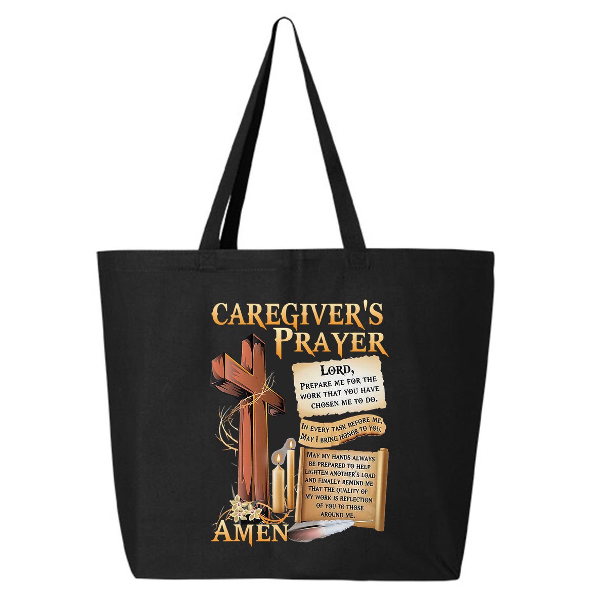 CaregiverS Prayer Christian Cross Faith Hope Love Jesus 25L Jumbo Tote