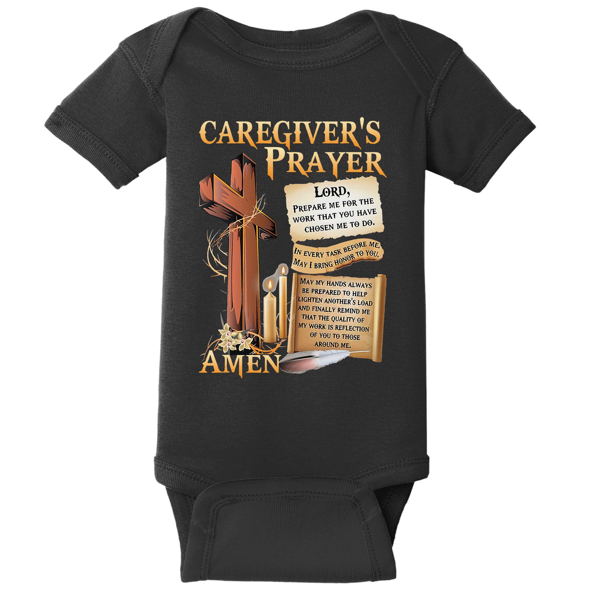 CaregiverS Prayer Christian Cross Faith Hope Love Jesus Baby Bodysuit