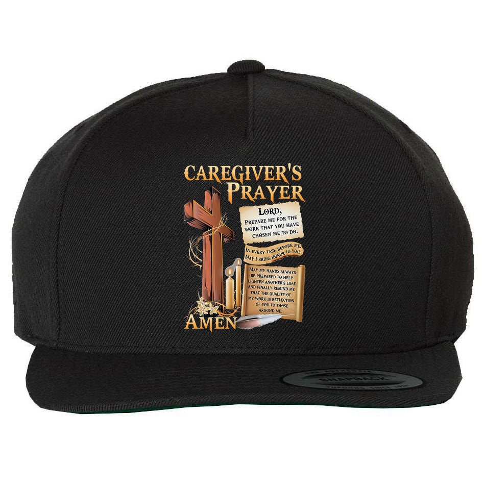CaregiverS Prayer Christian Cross Faith Hope Love Jesus Wool Snapback Cap