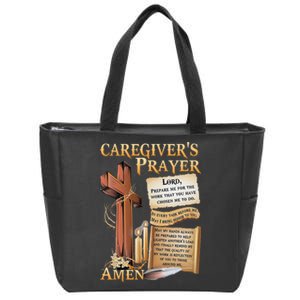 CaregiverS Prayer Christian Cross Faith Hope Love Jesus Zip Tote Bag