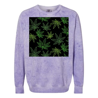 Cannabis Pattern Colorblast Crewneck Sweatshirt