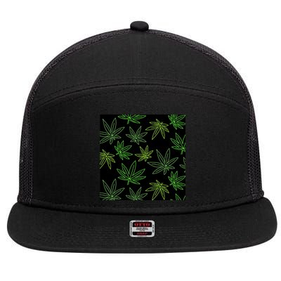 Cannabis Pattern 7 Panel Mesh Trucker Snapback Hat